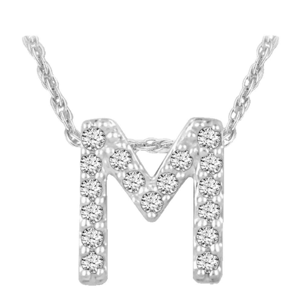 (M) Tamborat Jewelry 10k White Gold Plated Initial Necklaces